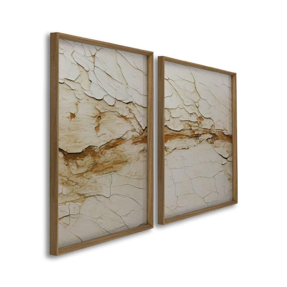 Quadro Decorativo Abstrato Rachaduras no Solo 2 Telas 60x90cm para Sala Quarto Escritório