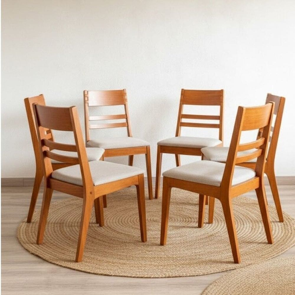 Kit 6 Cadeiras Estofadas para Sala de Jantar Madeira Maciça Craft Garapa