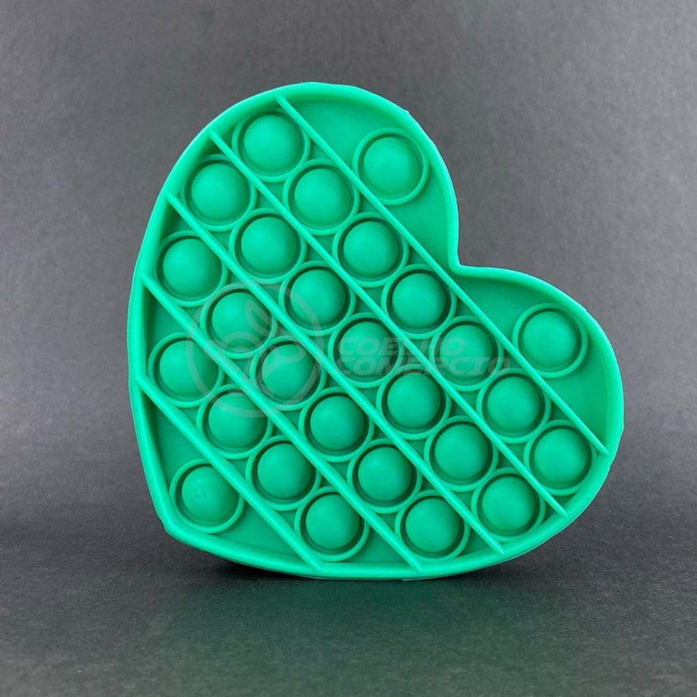 Pop It Coração Fidget Toy Brinquedo Silicone Estourar Bolha Sensorial - Verde