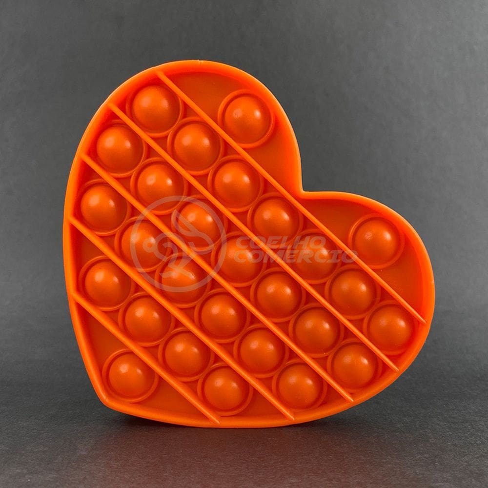 Pop It Coração Fidget Toy Brinquedo Silicone Bolha Sensorial - Laranja