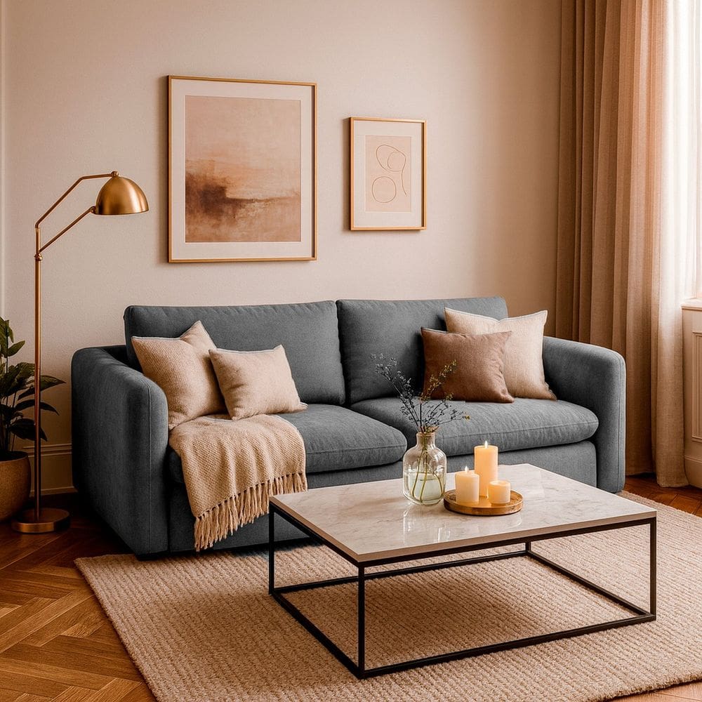 Sofá 4 Lugares 256cm para Sala de Estar Retrátil Veneza Cinza Médio