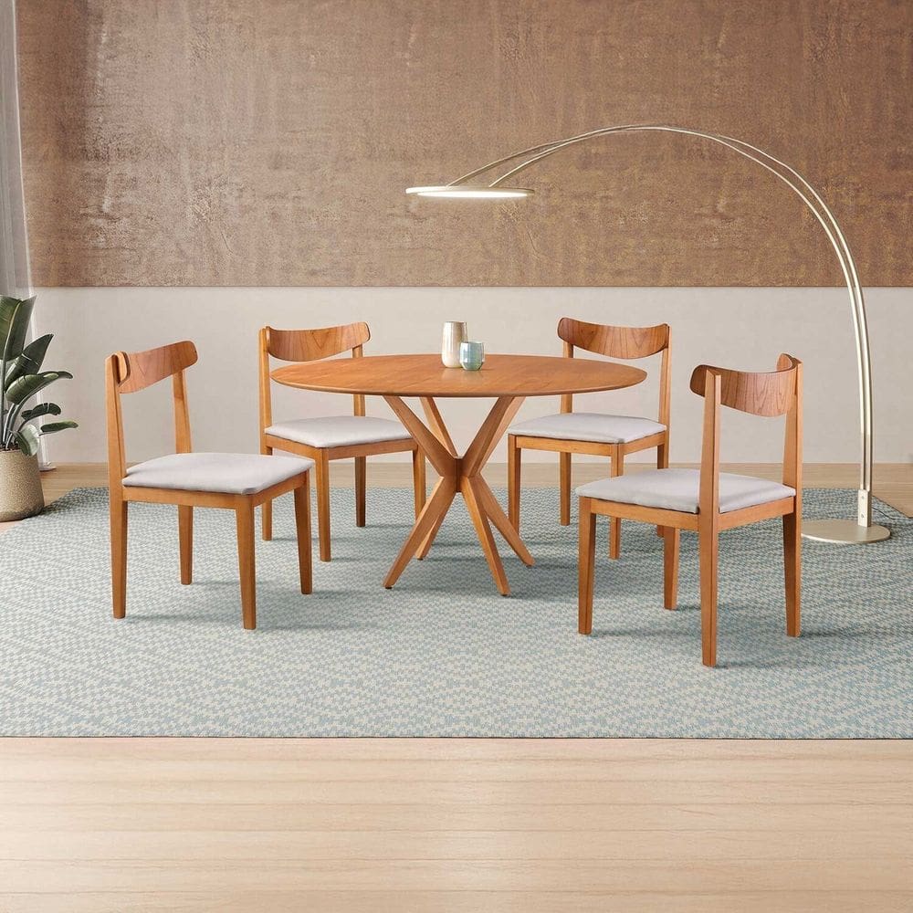 Conjunto de Sala de Jantar Mesa 120cm com 4 Cadeiras Aurora Cinza