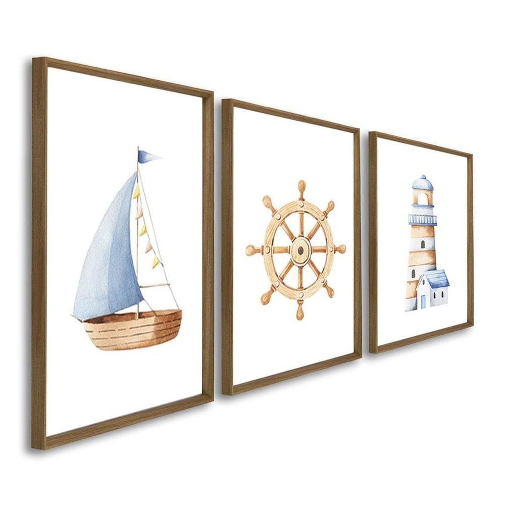 Quadro Decorativo Infantil Pequenos Selvagens 3 Telas 60x90cm para Quarto Sala Brinquedoteca