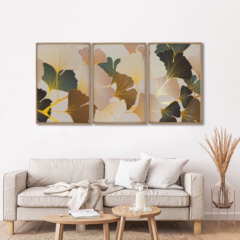 Quadro Decorativo Floral Flores Tropicais 3 Telas 60x90 para Sala Quarto Escritório