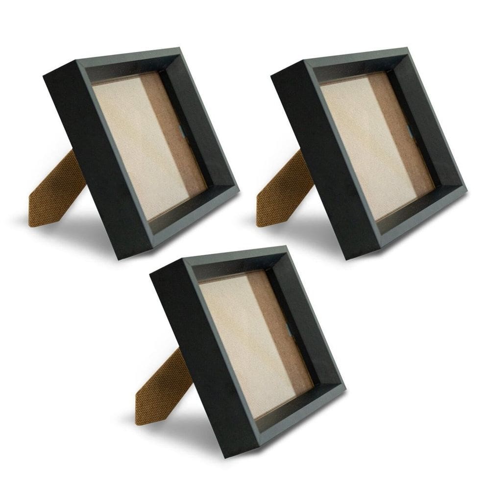 Kit com 3 Porta Retrato para Fotos 21x30cm com Moldura de Madeira para Casa Escritório Hall