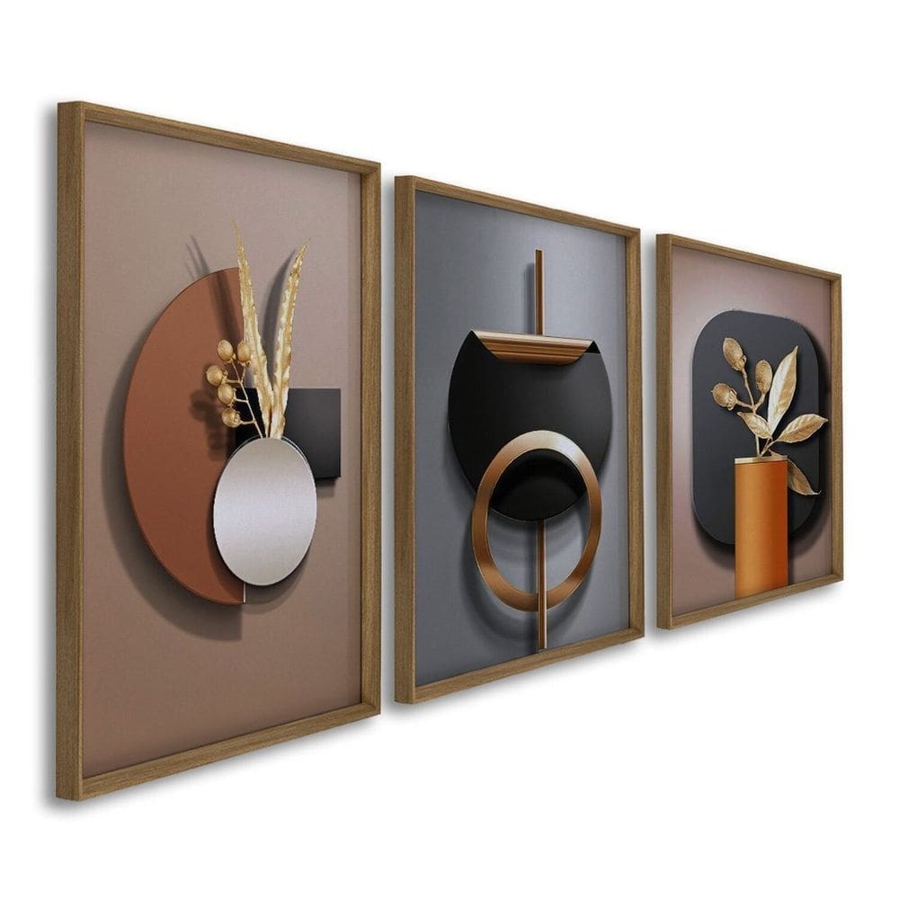 Quadro Decorativo Filhotes no Jardim Infantil 3 Telas 60x90cm para Quarto Sala Brinquedoteca