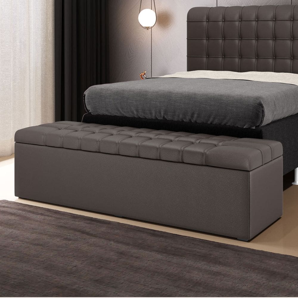 Calçadeira Baú Alpha Para Cama de Casal King 195cm no Tecido Courino - Conforto e Elegância Aradecor