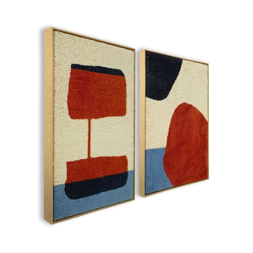 Quadro Decorativo Artesanal Têxtil 2 Telas 60x90cm Feito em Tear para Sala Lavabo Escritório