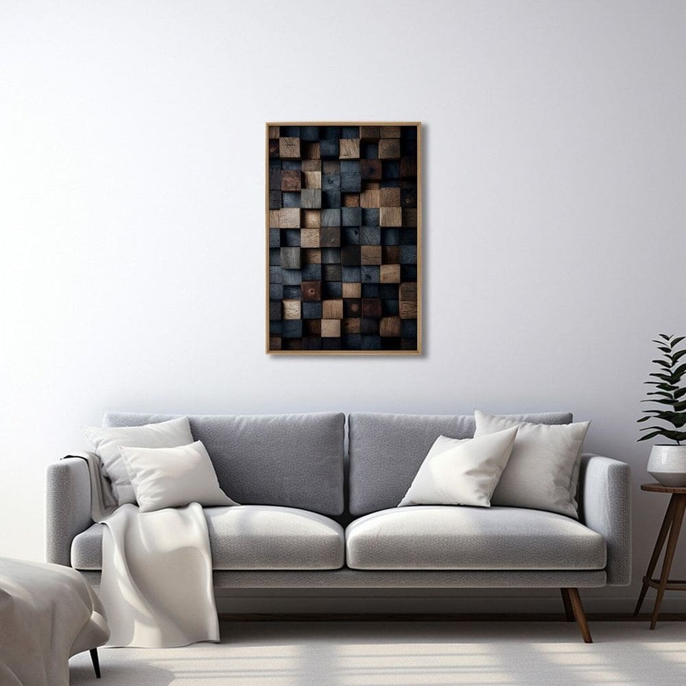 Quadro Decorativo Contemporâneo Blocos Tons Terrosos 1 Tela 60x90 para Quarto Hall