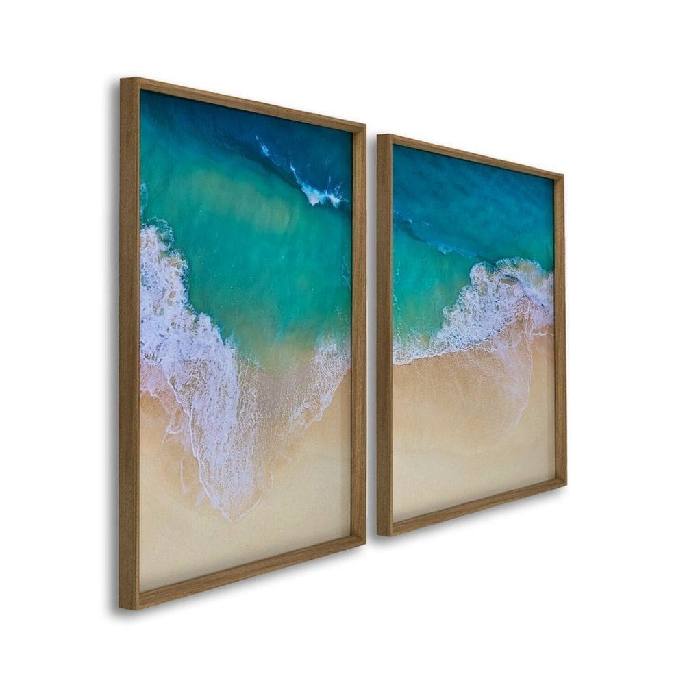 Quadro Decorativo Paisagem Praia Maré Alta 2 Telas 60x90cm para Sala Quarto Escritório