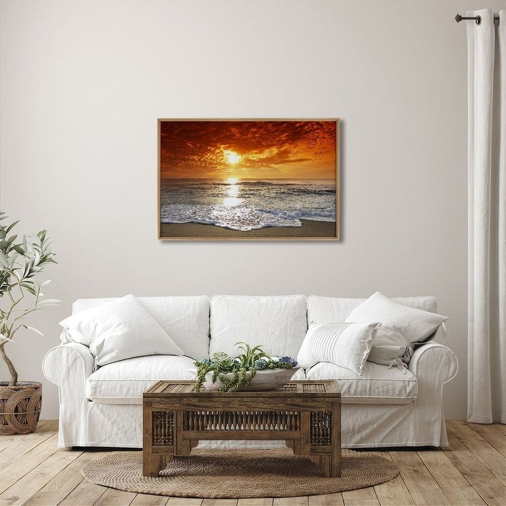 Quadro Decorativo Paisagem Pôr do Sol na Praia 1 Tela 80x120 para Escritório Banheiro Hall