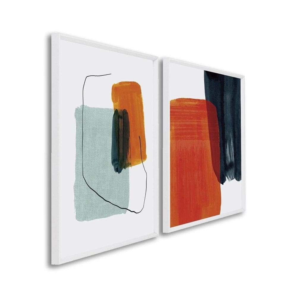 Quadro Decorativo Formas Abstratas 2 Telas 60x90cm para Sala Quarto Escritório