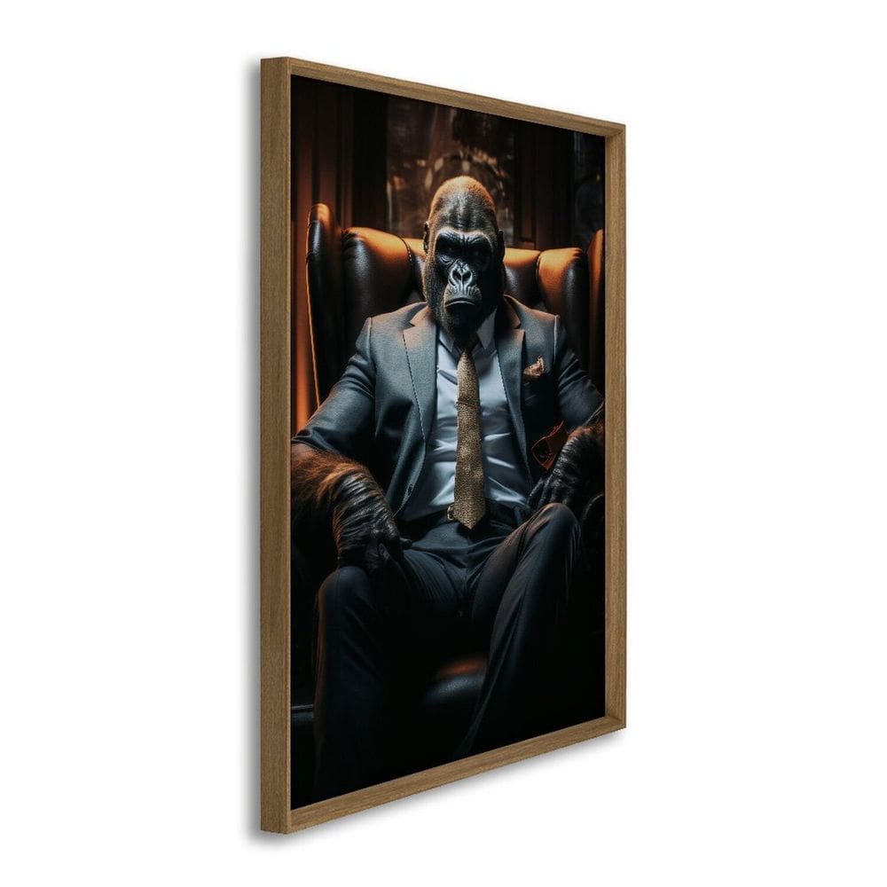 Quadro Decorativo Macaco Modelo Boss Chefe 1 Tela 80x120 para Sala Quarto Escritório