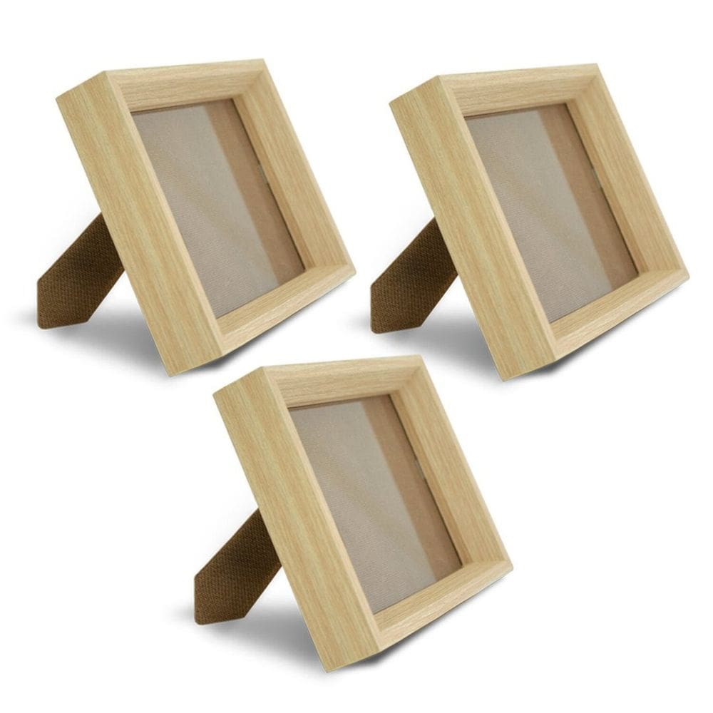 Kit com 3 Porta-retratos para Fotos 15x21cm com Moldura de Madeira para Casa Escritório Hall