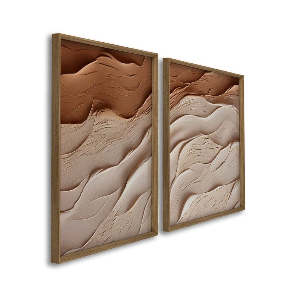 Quadro Decorativo Modelo Areia 2 Telas 60x90cm para Sala Quarto Escritório