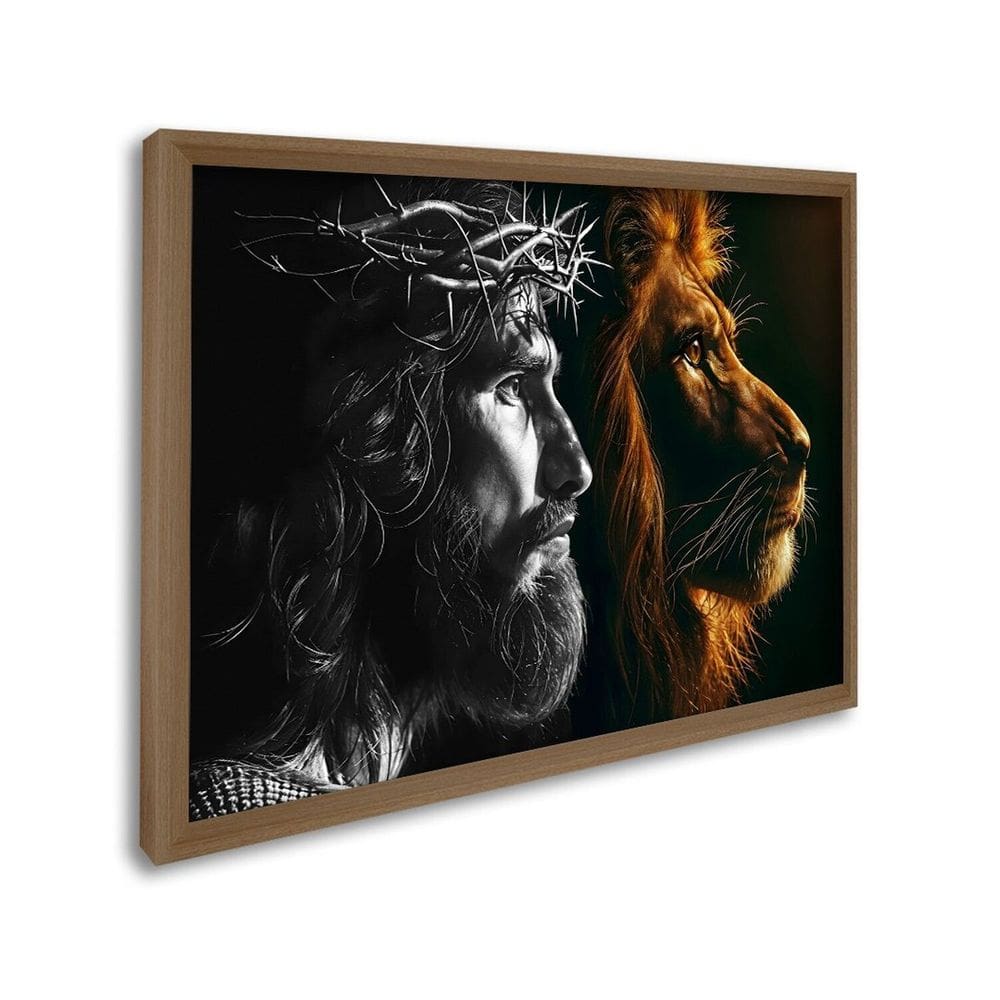 Quadro Decorativo Religioso Jesus e o Leão 1 Tela 80x120cm para Sala Quarto Hall