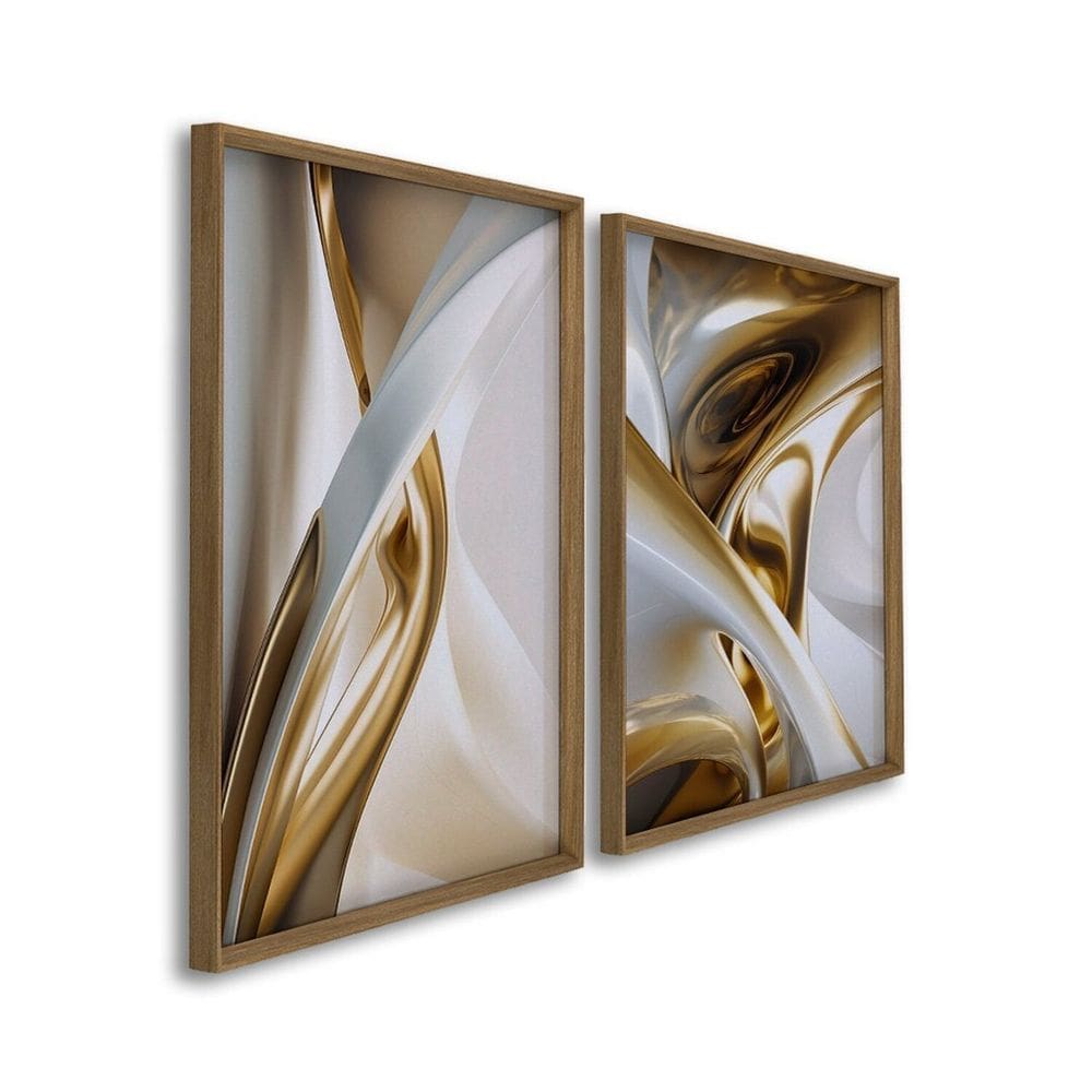 Quadro Decorativo Abstrato Formas em 2 Telas 60x90cm para Sala Quarto Escritório