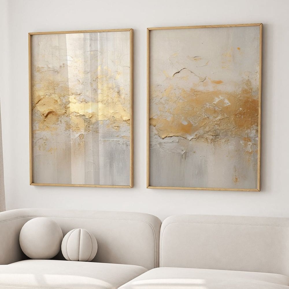 Quadro Decorativo Abstrato Modelo Rústico 2 Telas 60x90cm para Sala Quarto Escritório