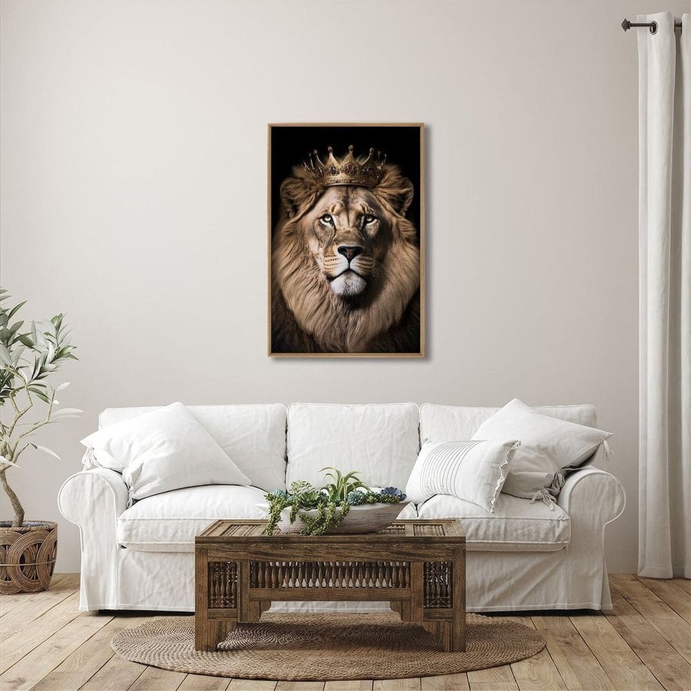 Quadro Decorativo Motivacional Leão Rei 1 Tela 80x120 para Sala Quarto Hall