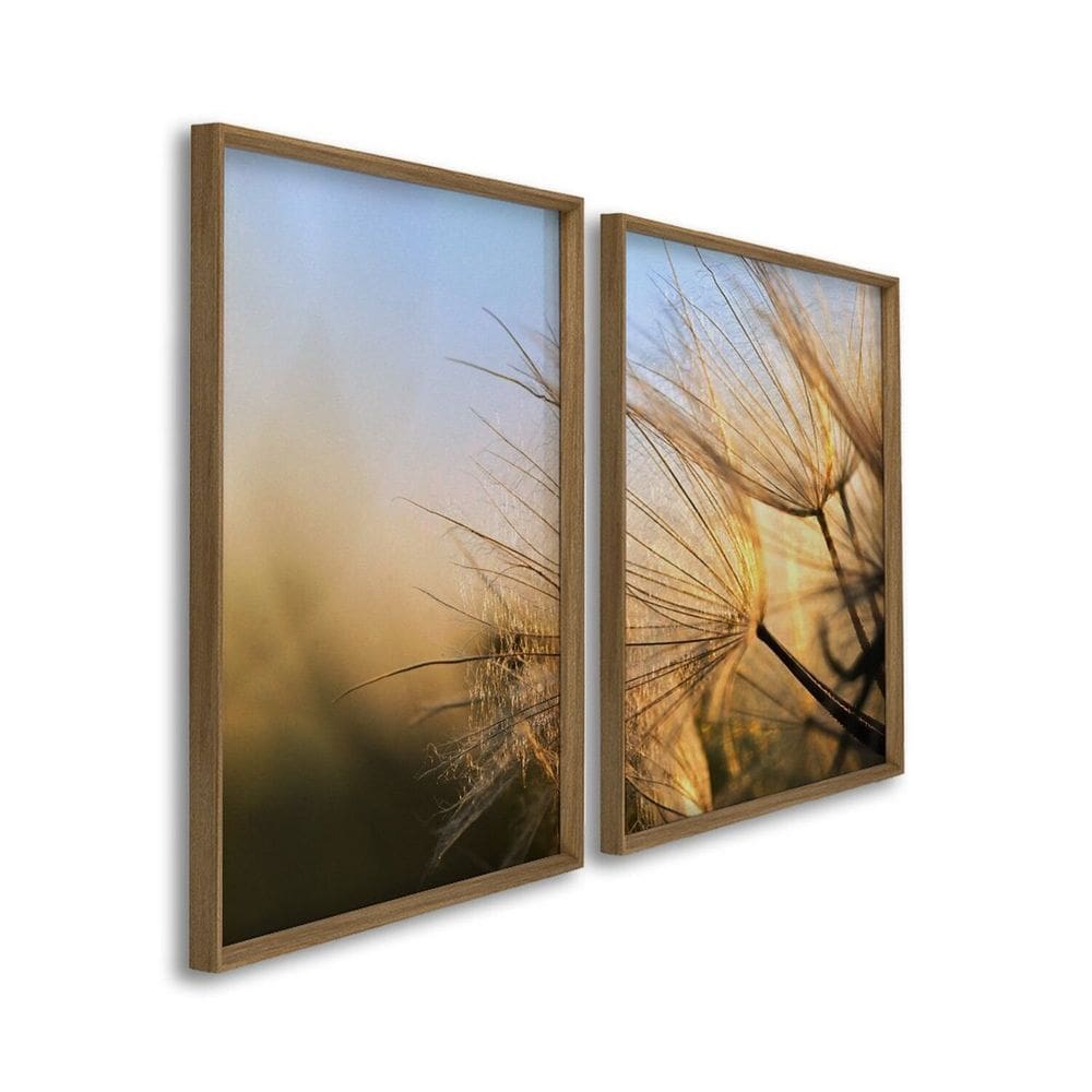 Quadro Decorativo Flores Dente de Leão 2 Telas 60x90cm para Banheiro Quarto Hall