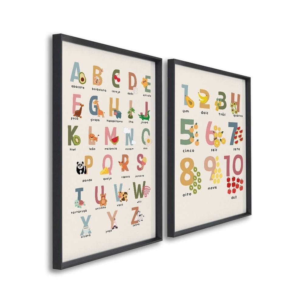 Quadro Decorativo Infantil Crianças Sol e Arco Íris 2 Telas 60x90cm para Quarto Sala Brinquedoteca
