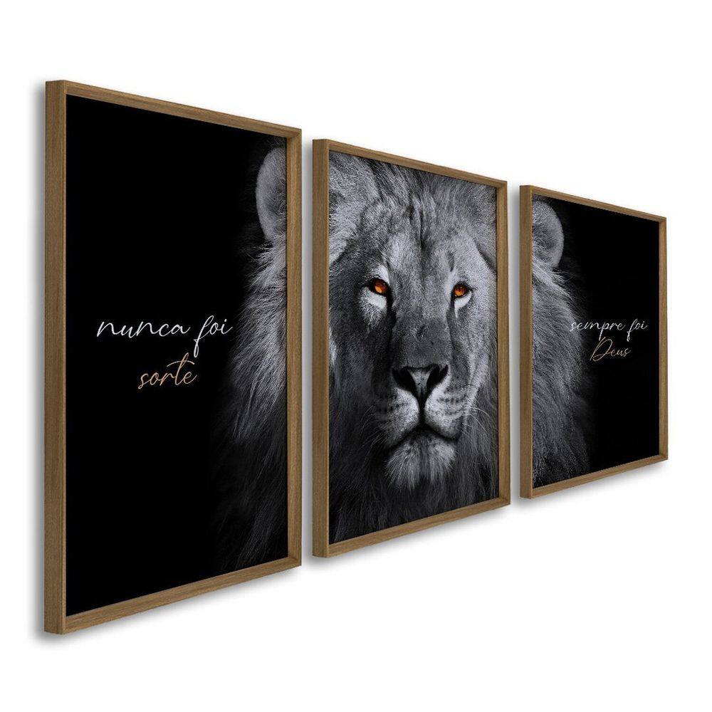 Quadro Decorativo Religioso Nunca Foi Sorte 3 Telas 60x90cm para Sala Hall Quarto