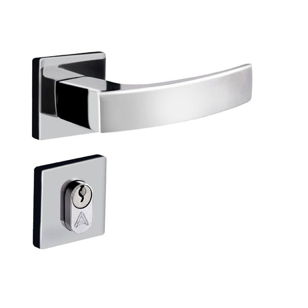 Fechadura Entrada Roseta S40 Cromado Quadratta Curva Aliança
