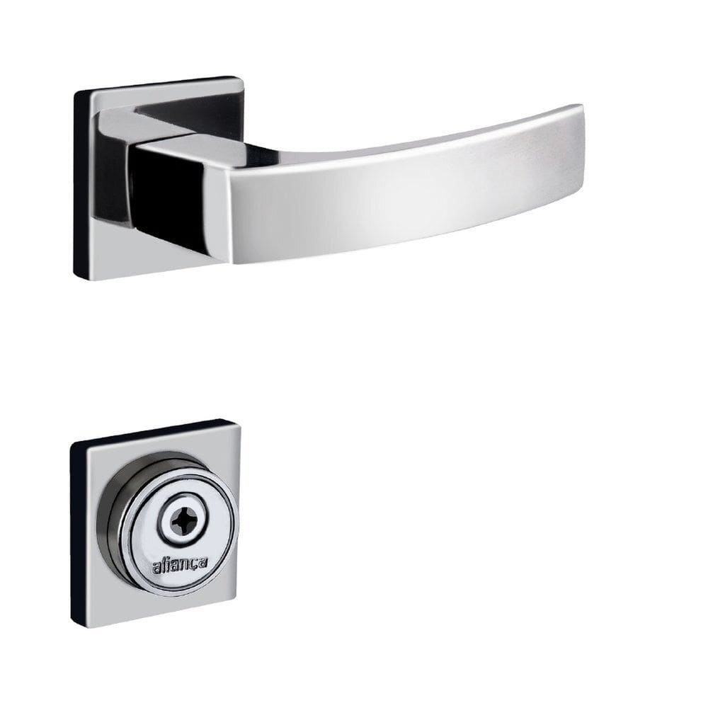 Fechadura Tetra Roseta Cromado Quadratta Curva Aliança