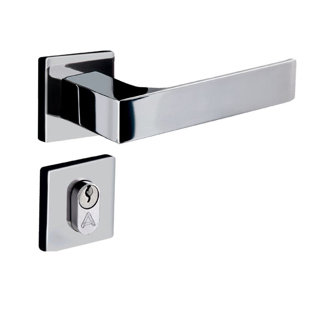 Fechadura Entrada Reta Roseta S40 Cromado Quadratta Aliança