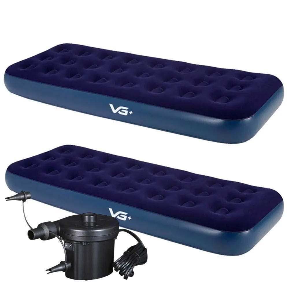 Kit 2 Colchões Infláveis Solteiro Flocked Comfort Com Bomba Elétrica Vg Plus 220v