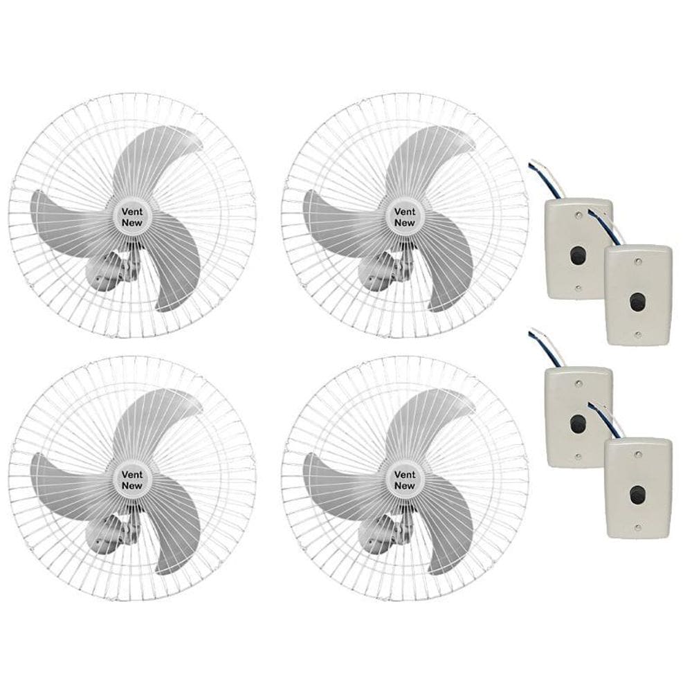 Ventilador De Parede Vent New 60Cm Bivolt 200W Branco 4 Unid