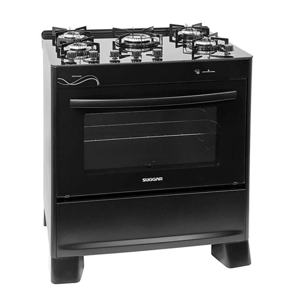Fogão Neo Glass 5 Queimadores Preto Bivolt FGVNG510PT Suggar Bivolt