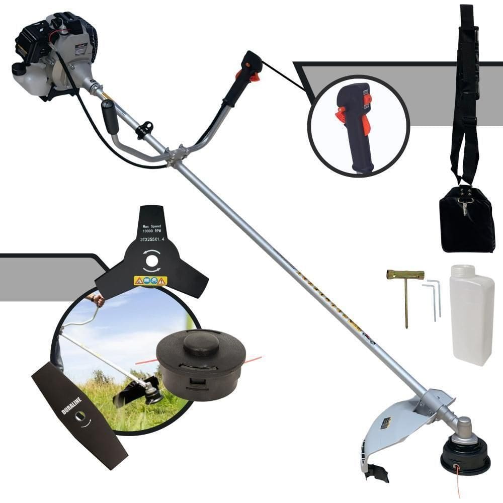 Roçadeira Toyama Lateral 43cc à Gasolina 2t + Faca 2 Pontas