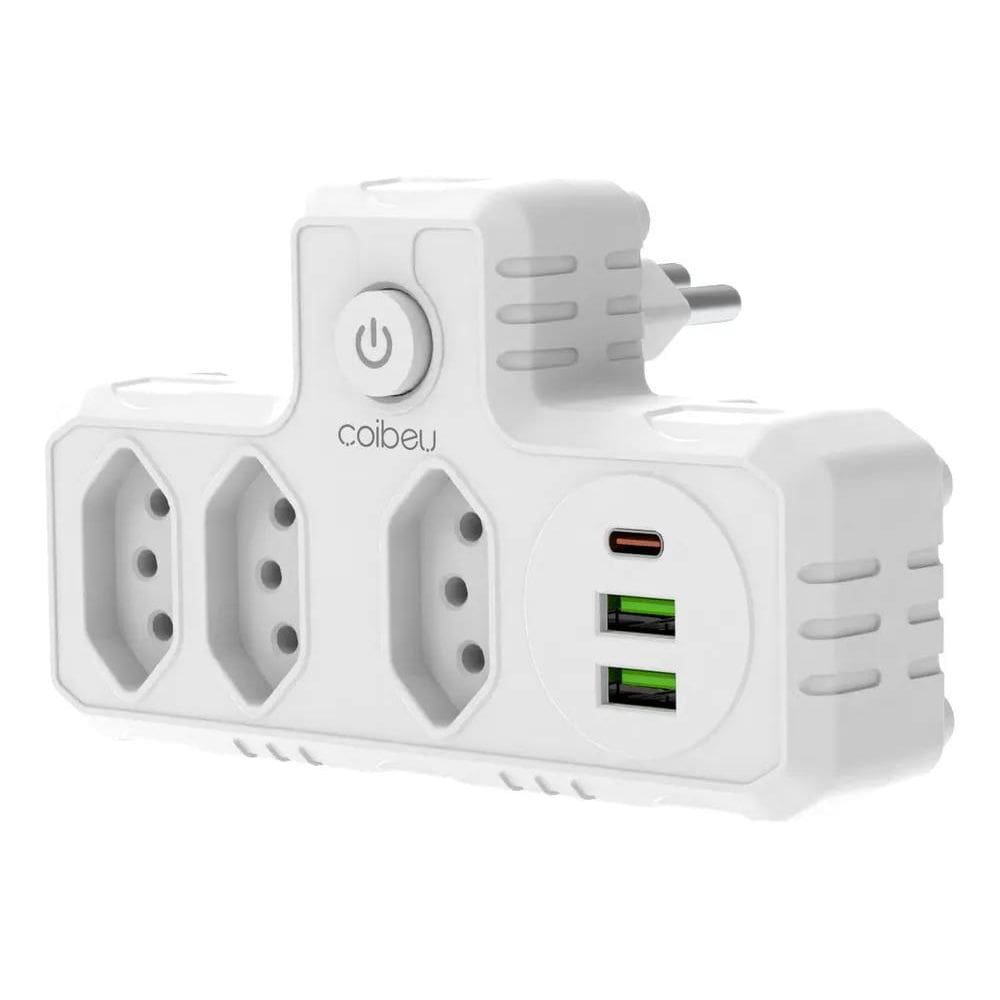 Extensão 110V/220 Coibeu 3 Tomadas 2 Usb 1Pd Bivolt Power