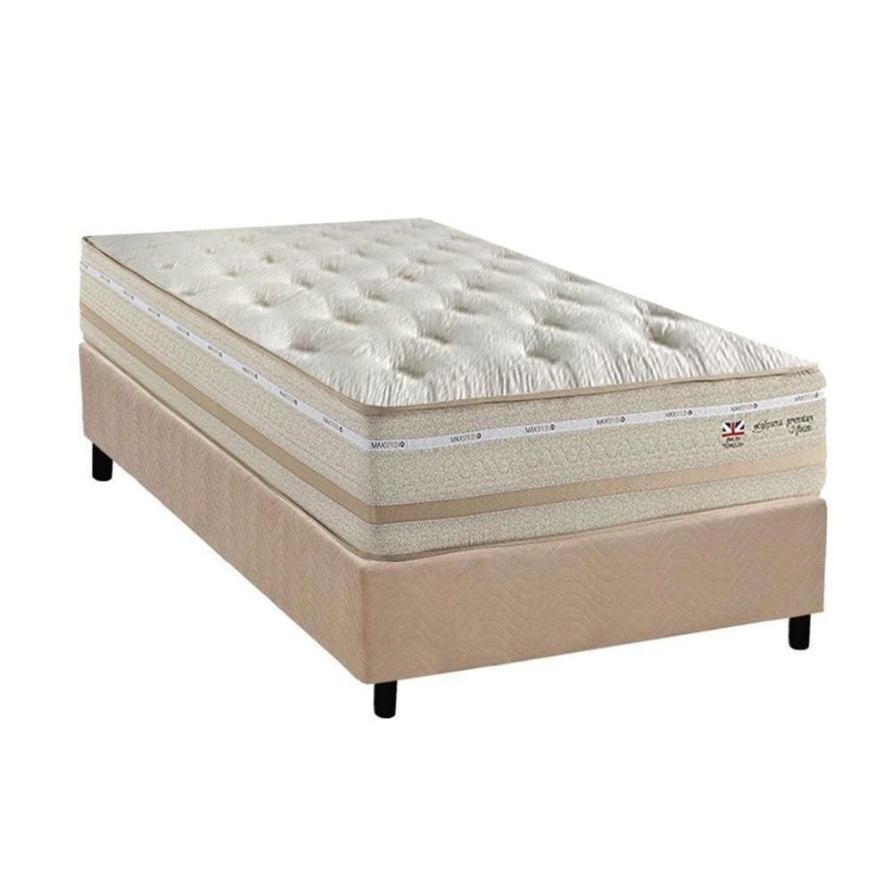 Conjunto Box Solteiro: Colchão Molas Herval Maxspring C1626 + Base CRC Suede Clean (96x203)