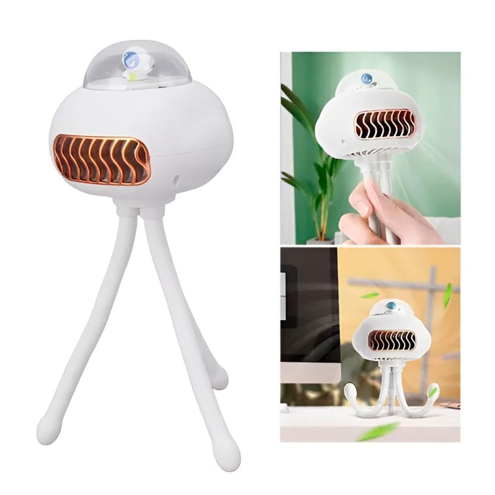 Mini Ventilador Elétrico Portátil Flexível Polvo Cor:Branco