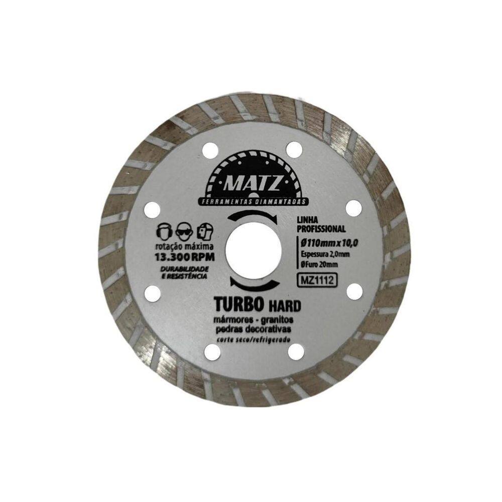 Disco De Corte Diamantado Turbo Hard 10Mm 110X20Mm Matz