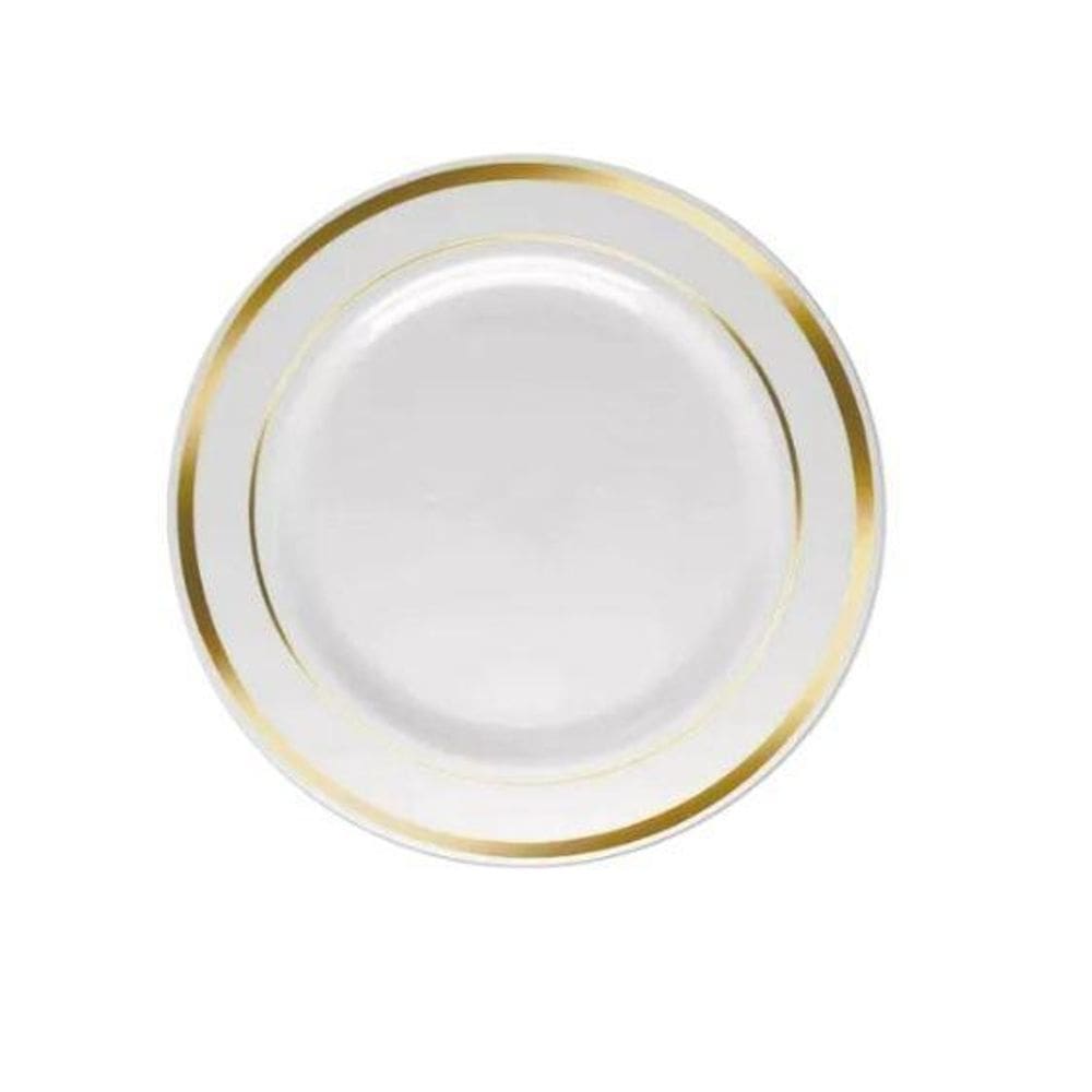 5 Pratos Sobremesa 19Cm Descartáveis De Luxo Plástico Gold
