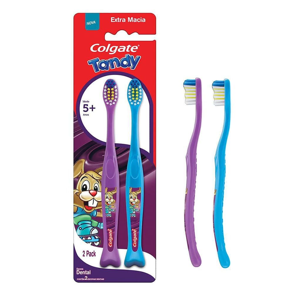 Escova Dental Infantil Colgate Tandy Extra Macia Cores 2 Unidades