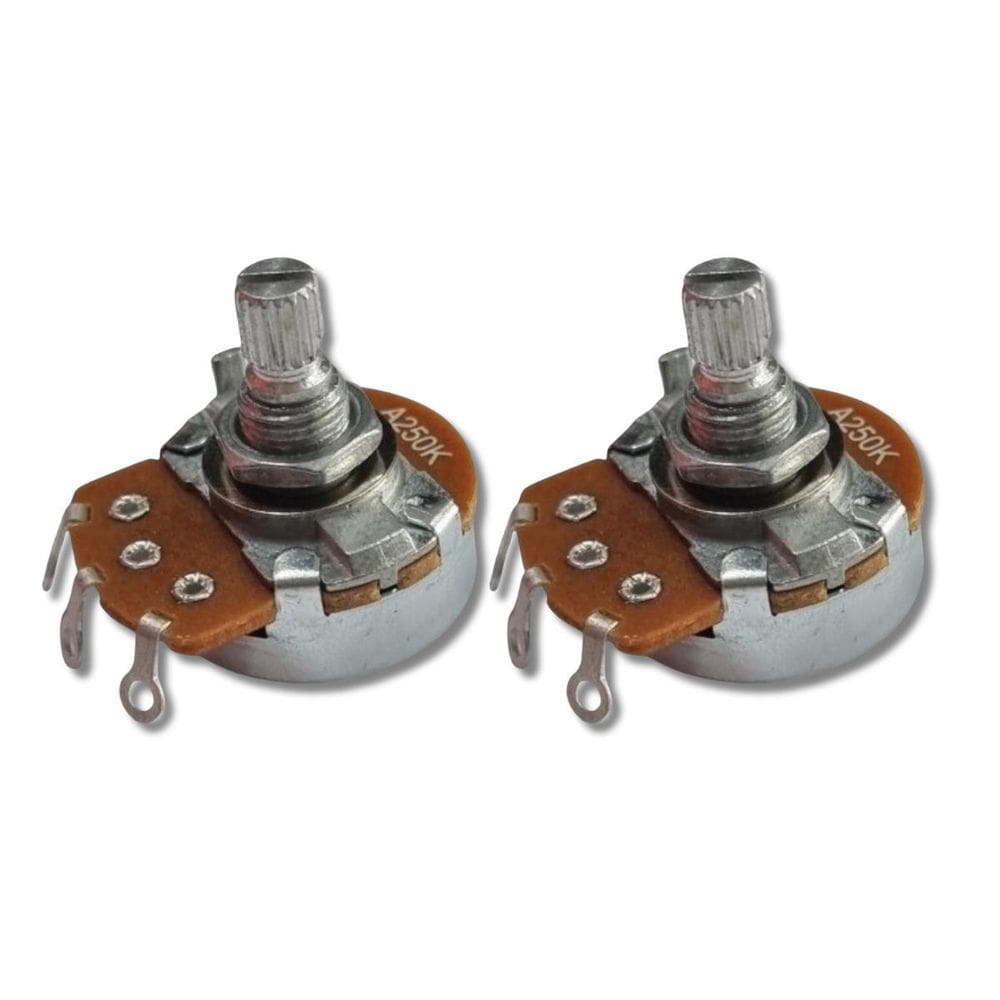 Kit 2 Potenciômetro 250K A L20 Rosca Alta Instrumento Alpha