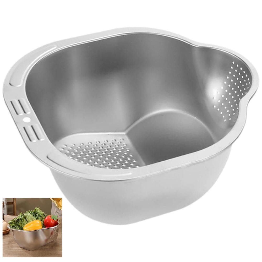 Escorredor de Arroz Inox Feijao Grao Fruta Legumes Verduras Versaril Multiuso Cozinha Preparo Resistente