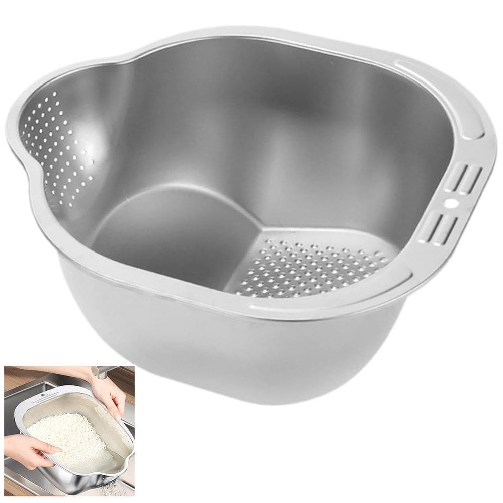 Escorredor de Arroz Inox Grao Feijao Verdura Legumes Frutas Preparo Cozinha Multiuso Versatil Resistente Higienico