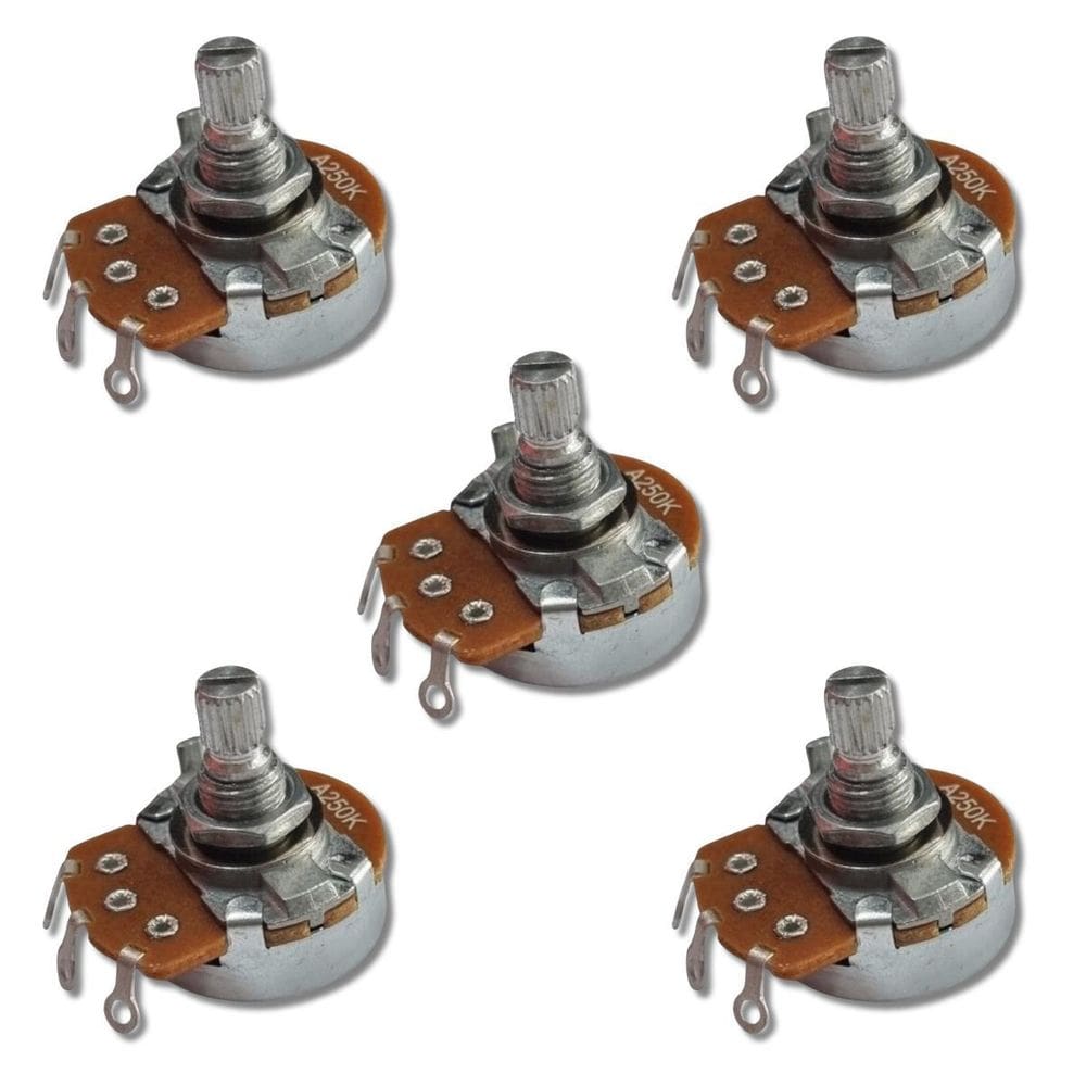Kit 5 Potenciômetro 250K A L20 Rosca Alta Instrumento Alpha