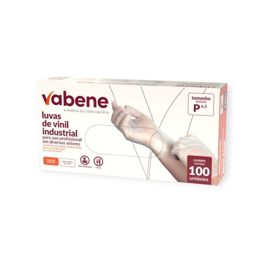 Luva Vinil Protecao Industrial C/Po P 100Un - Vabene