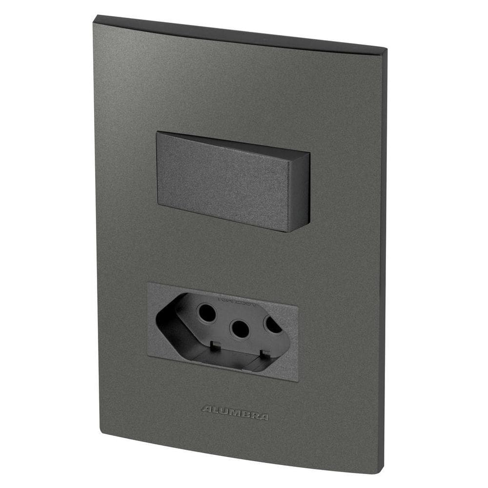 Conjunto 1 Simples + 1 Tomada 10A - Inova Grafite - Agt10