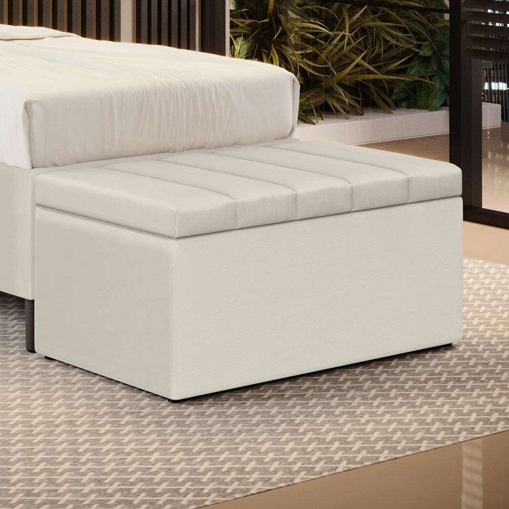 Calçadeira Baú Navi Para Cama de Solteiro 90cm no Tecido Courino - Conforto e Elegância Aradecor