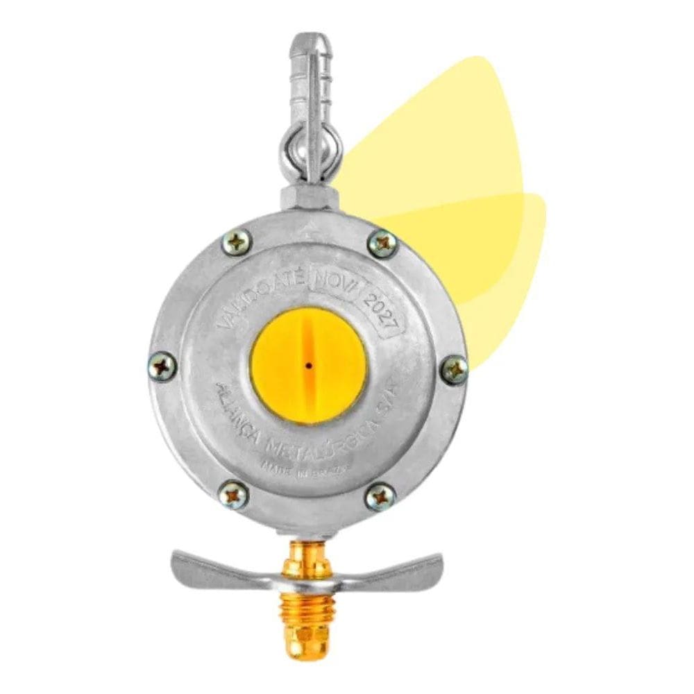 2X Regulador Gás Aliança 2Kg Válvula Alta Vazão Fogão 5 Boca