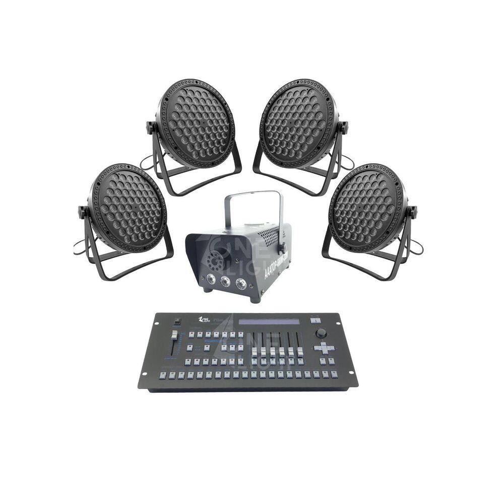 Kit 4 Par Led Slim 60 Led 3W+Máq Fumaça 600W+Mesa Pilot