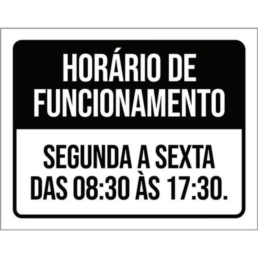 Kit 5 Placa Preta Horário Funcionamento Segunda Sexta 836X46