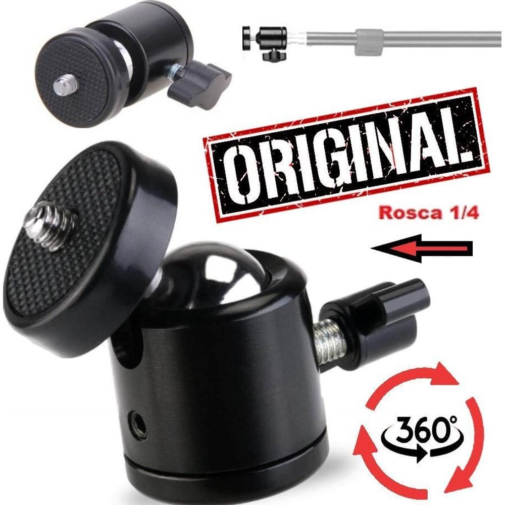 Adaptador Ballhead Suporte Cabeça Tripe Ring Light Webcam